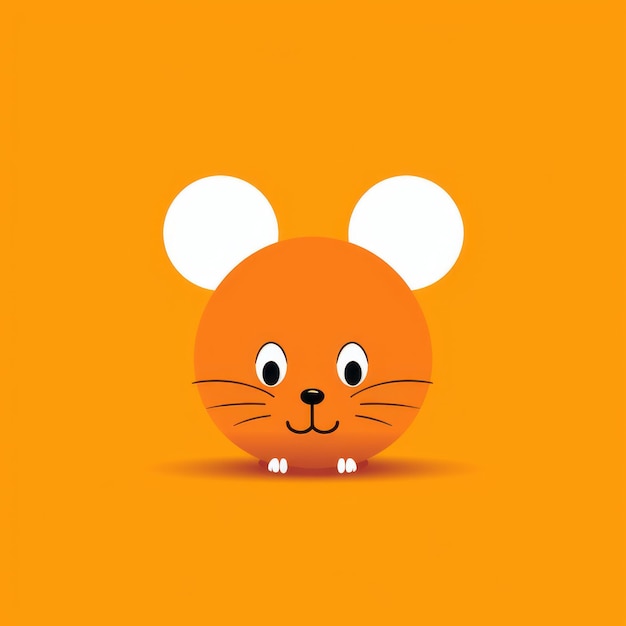 Foto desenho animado de rato vetorial laranja colorido em fundo minimalista