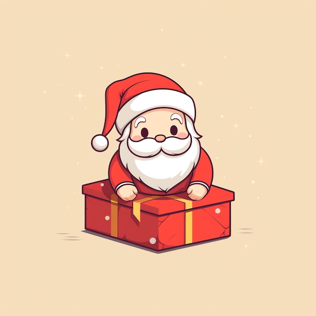 desenho animado de um Papai Noel com uma caixa de presentes