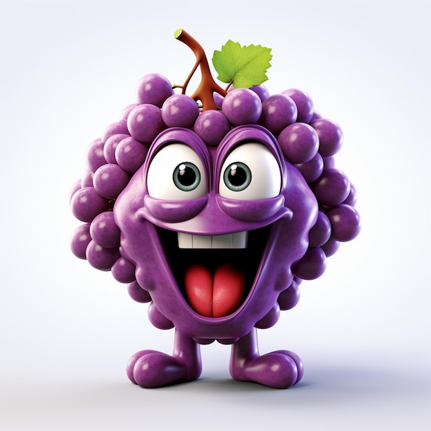 desenho animado de uva com a boca aberta