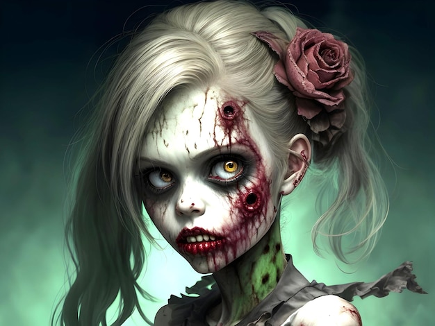 Foto desenho animado de zombie girl