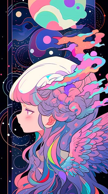 Papel de parede : ilustração, Anime, anjo, desenho animado