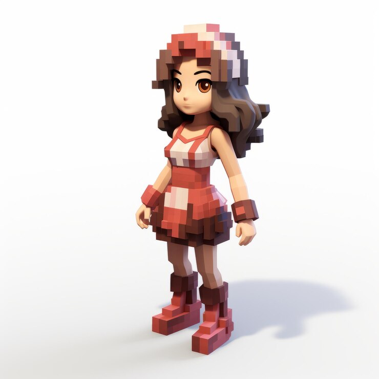 Foto desenho animado em 3d de modelo feminina ava em vermelho e branco