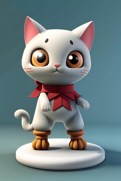 Desenho animado estilo anime kawaii gato fofo modelo de personagem  renderização 3d design de produto jogo brinquedo ornamento