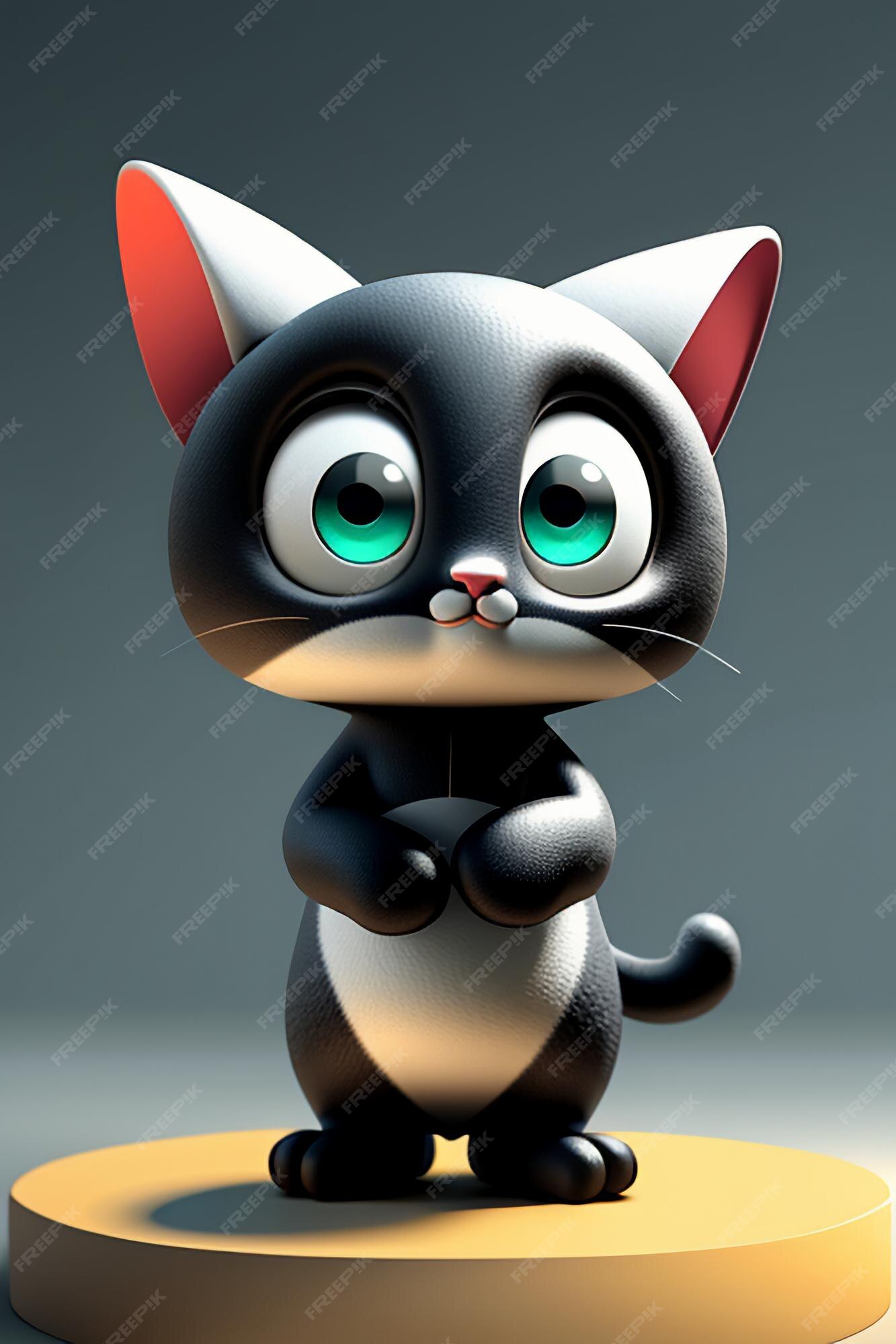 Desenho animado estilo anime kawaii gato fofo modelo de personagem  renderização 3d design de produto jogo brinquedo ornamento