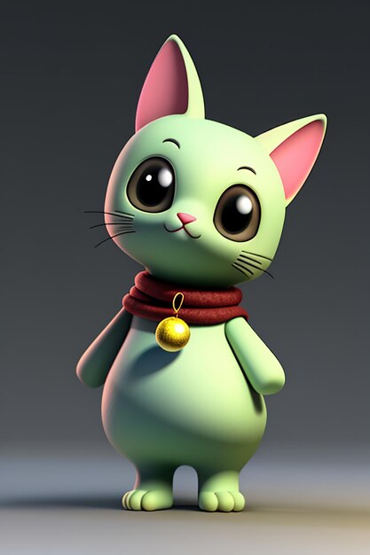 Desenho animado estilo anime kawaii gato fofo modelo de personagem  renderização 3d design de produto jogo brinquedo ornamento