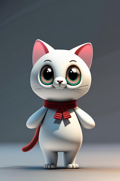 Foto desenho animado estilo anime kawaii gato fofo modelo de personagem renderização 3d design de produto jogo brinquedo ornamento