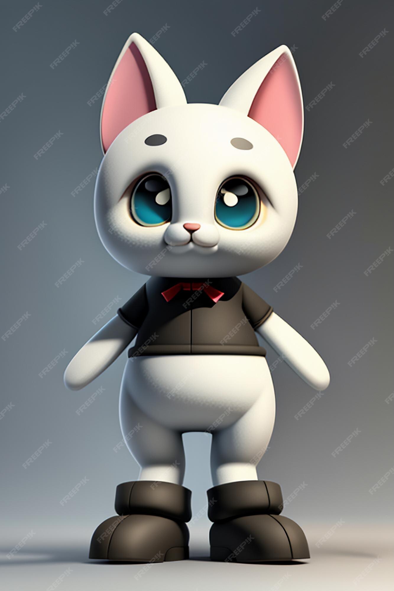 Desenho animado estilo anime kawaii gato fofo modelo de personagem  renderização 3d design de produto jogo brinquedo ornamento