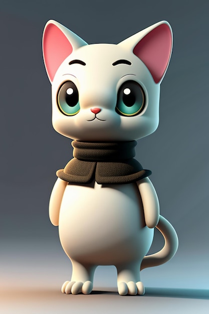 Desenho animado estilo anime kawaii gato fofo modelo de personagem  renderização 3d design de produto jogo brinquedo ornamento