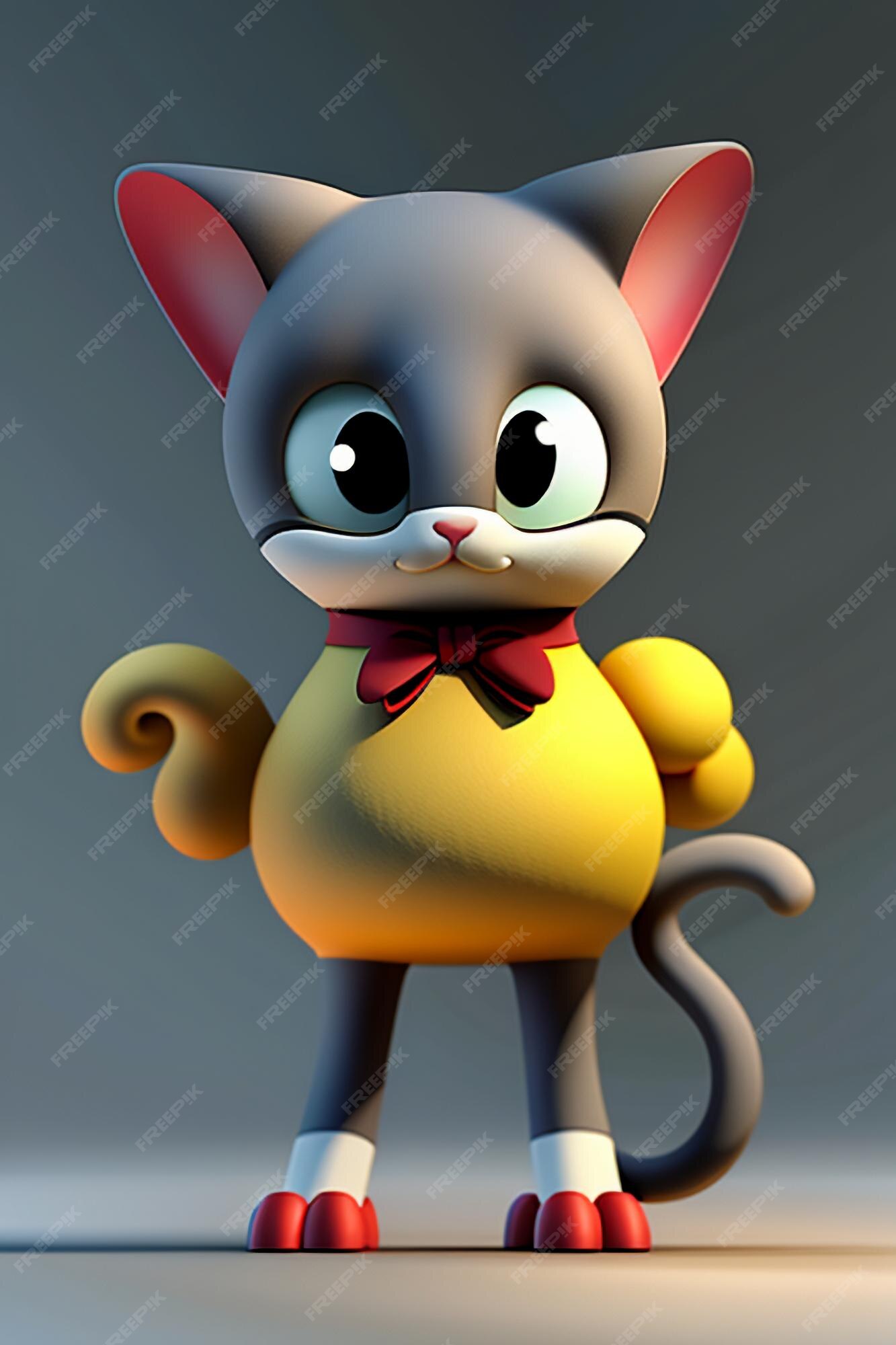 Desenho animado estilo anime kawaii gato fofo modelo de personagem  renderização 3d design de produto jogo brinquedo ornamento