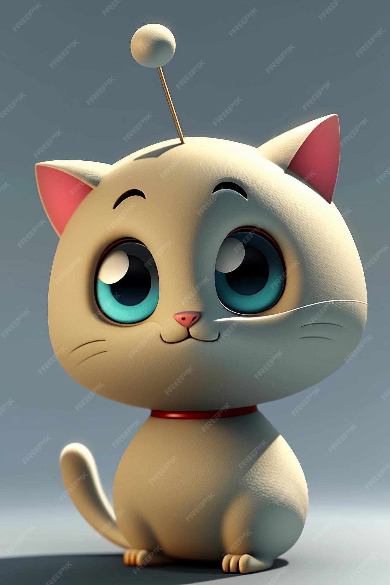 Desenho animado estilo anime kawaii gato fofo modelo de personagem  renderização 3d design de produto jogo brinquedo ornamento