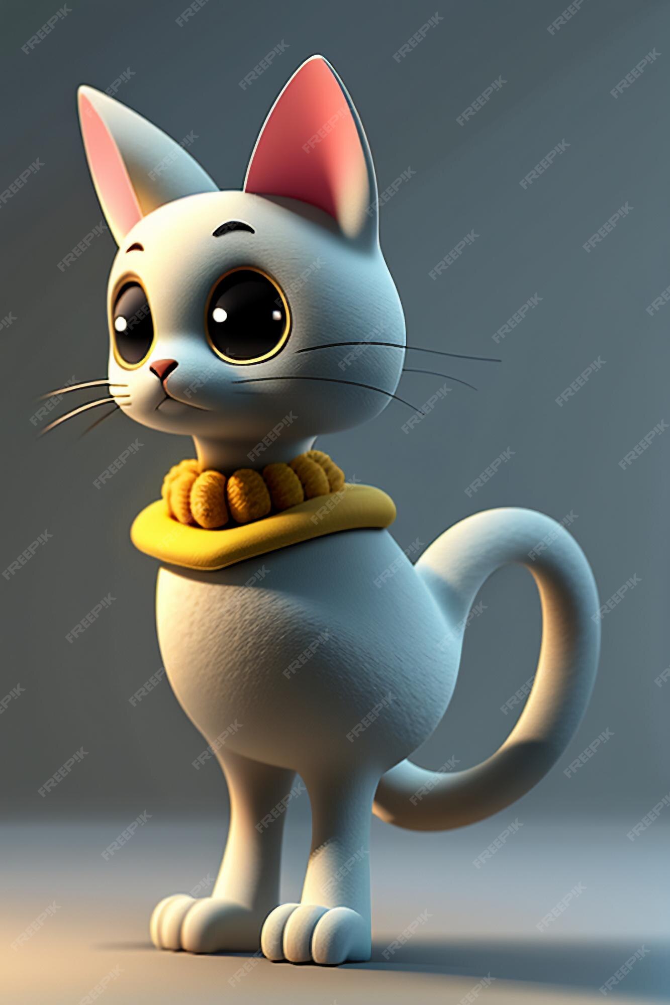 Desenho animado estilo anime kawaii gato fofo modelo de personagem  renderização 3d design de produto jogo brinquedo ornamento