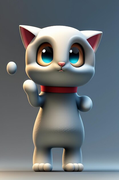 Desenho animado estilo anime kawaii gato fofo modelo de personagem  renderização 3d design de produto jogo brinquedo ornamento