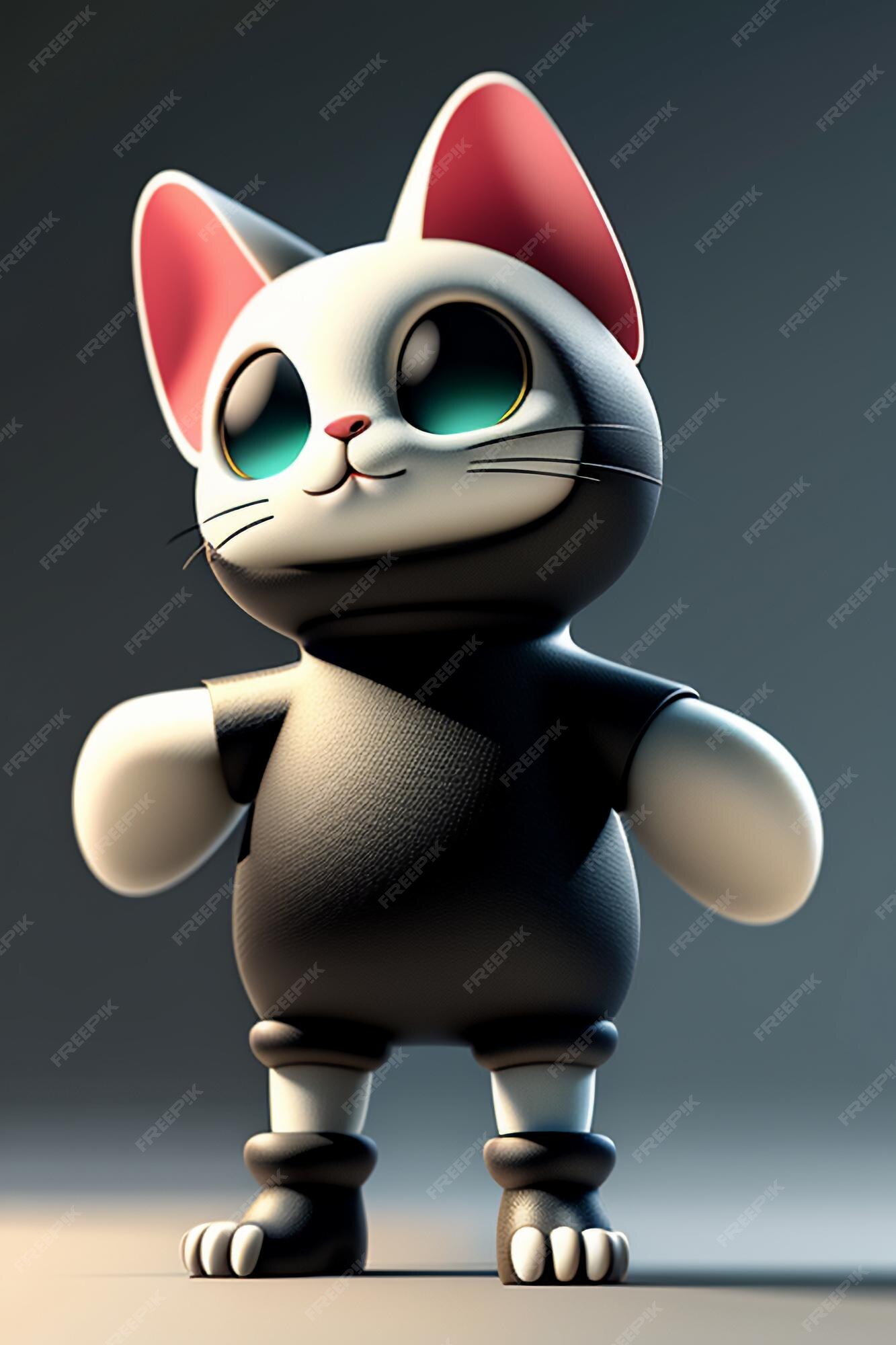 Desenho animado estilo anime kawaii gato fofo modelo de personagem  renderização 3d design de produto jogo brinquedo ornamento