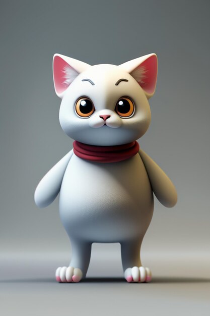 Desenho animado estilo anime kawaii gato fofo modelo de personagem  renderização 3d design de produto jogo brinquedo ornamento