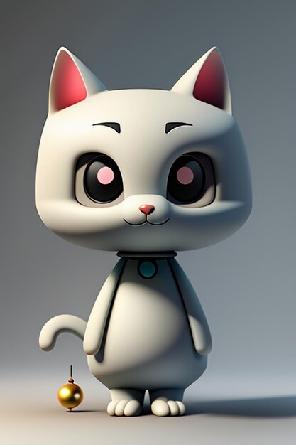 Desenho animado estilo anime kawaii gato fofo modelo de personagem  renderização 3d design de produto jogo brinquedo ornamento