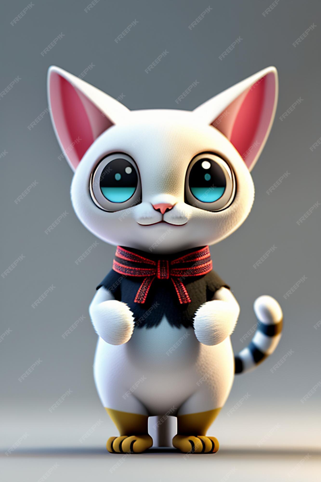 Desenho animado estilo anime kawaii gato fofo modelo de personagem  renderização 3d design de produto jogo brinquedo ornamento