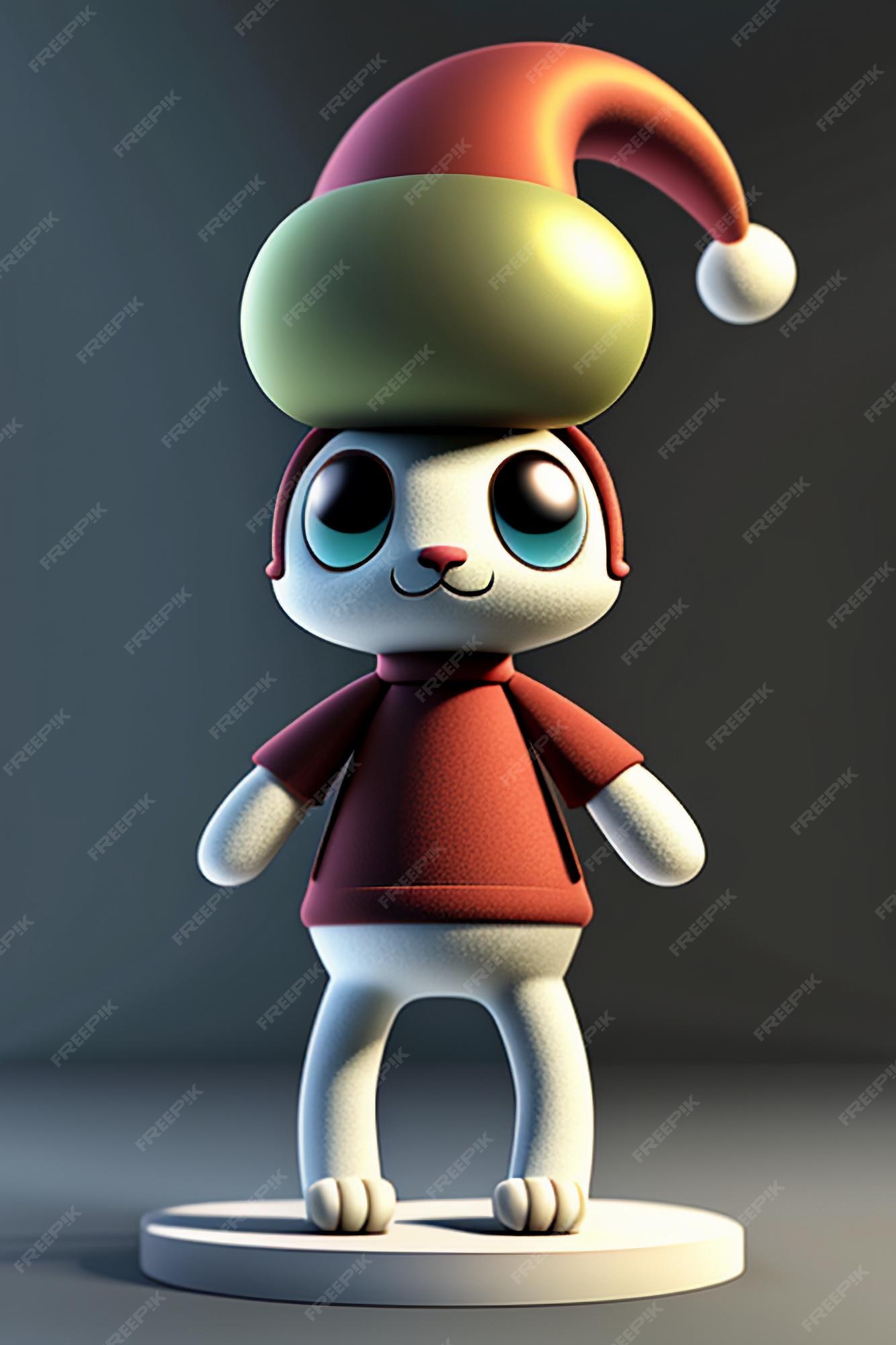 Desenho animado estilo anime kawaii gato fofo modelo de personagem  renderização 3d design de produto jogo brinquedo ornamento