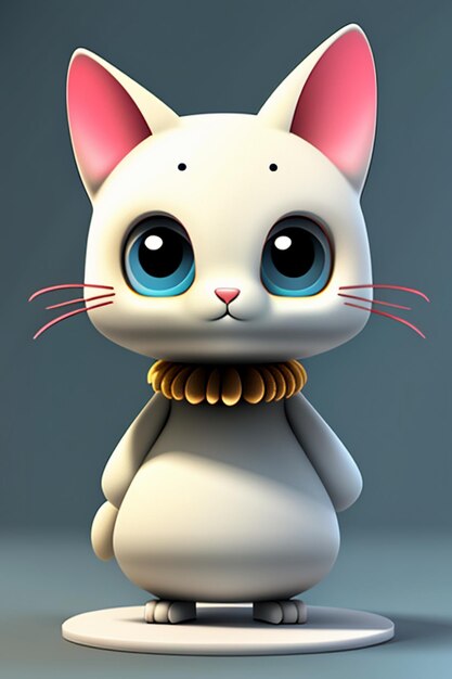 Desenho animado estilo anime kawaii gato fofo modelo de personagem  renderização 3d design de produto jogo brinquedo ornamento