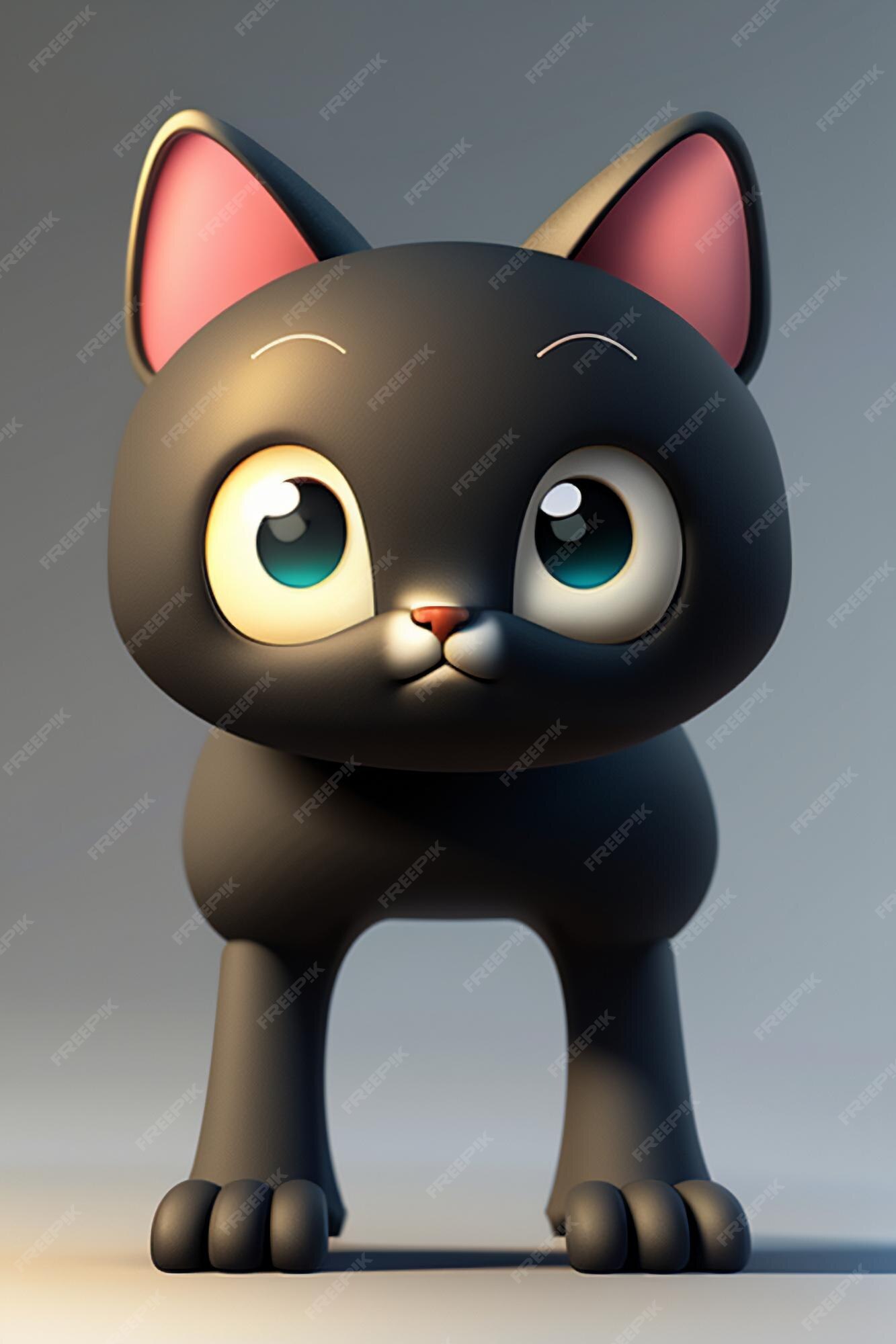 Desenho animado estilo anime kawaii gato fofo modelo de personagem  renderização 3d design de produto jogo brinquedo ornamento