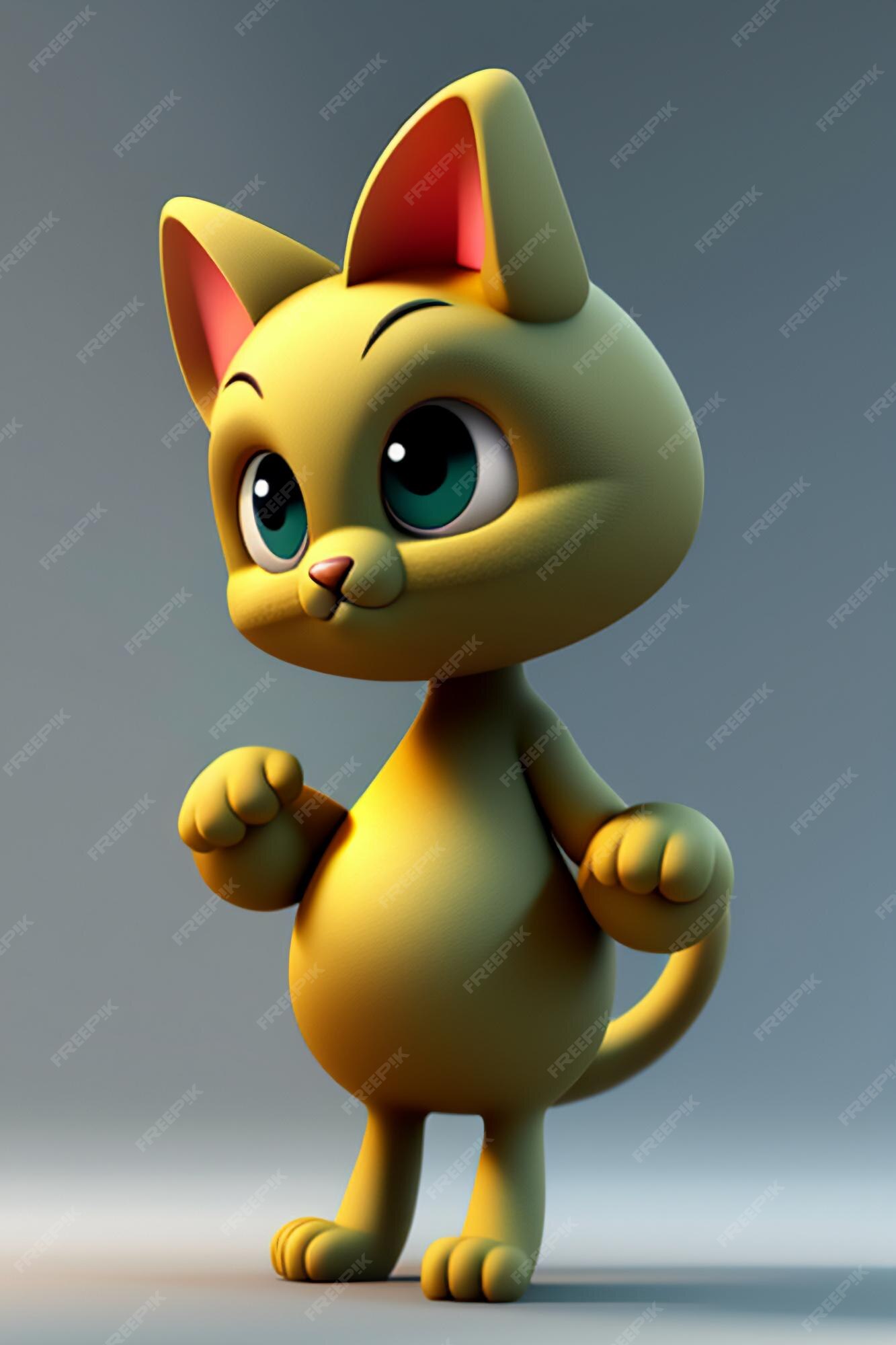 Desenho animado estilo anime kawaii gato fofo modelo de personagem  renderização 3d design de produto jogo brinquedo ornamento