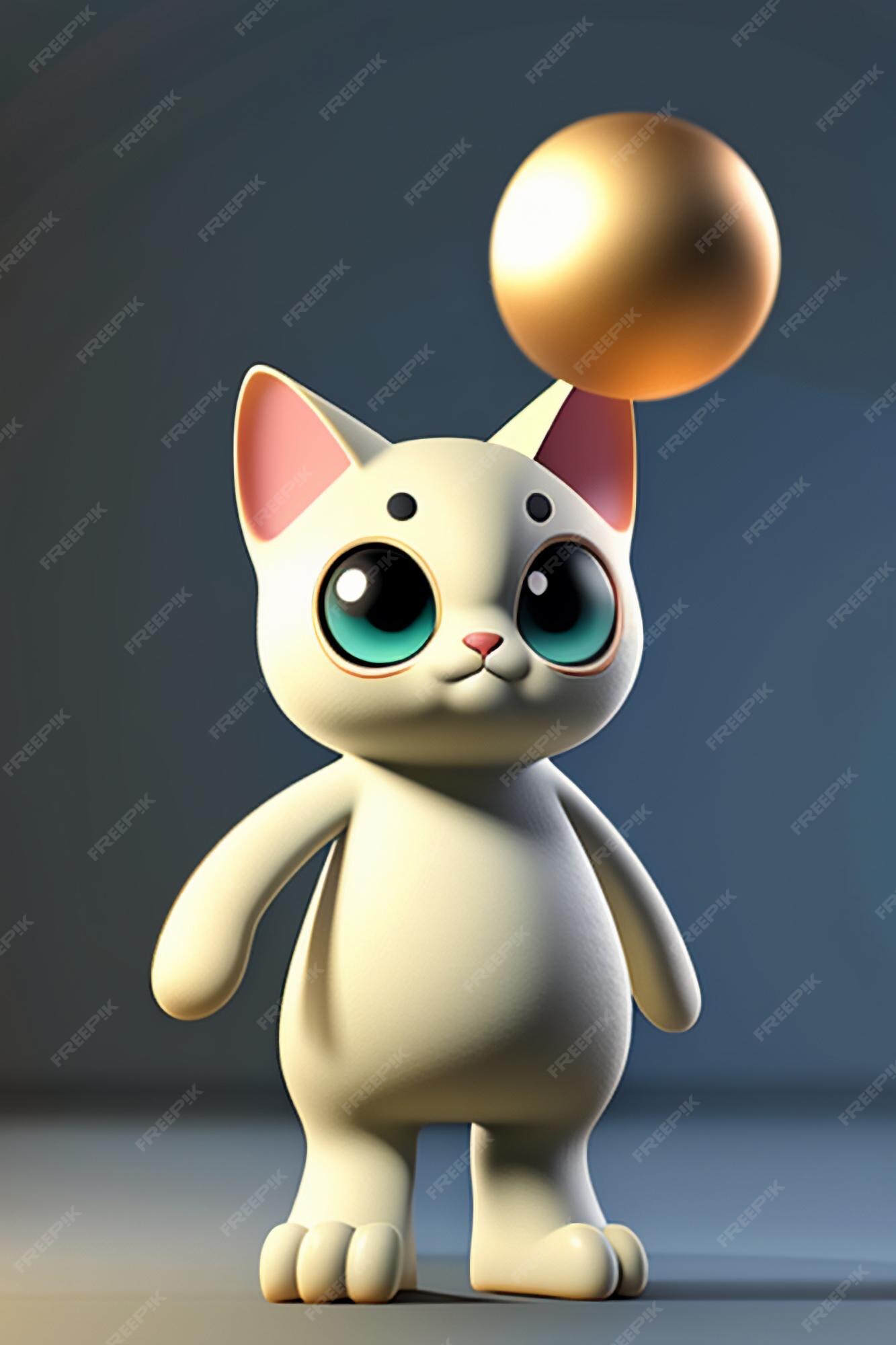 Desenho animado estilo anime kawaii gato fofo modelo de personagem  renderização 3d design de produto jogo brinquedo ornamento