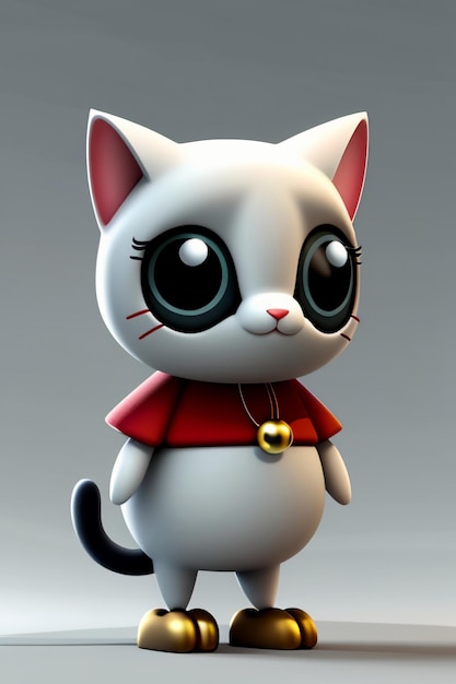 Desenho animado estilo anime kawaii gato fofo modelo de personagem  renderização 3d design de produto jogo brinquedo ornamento