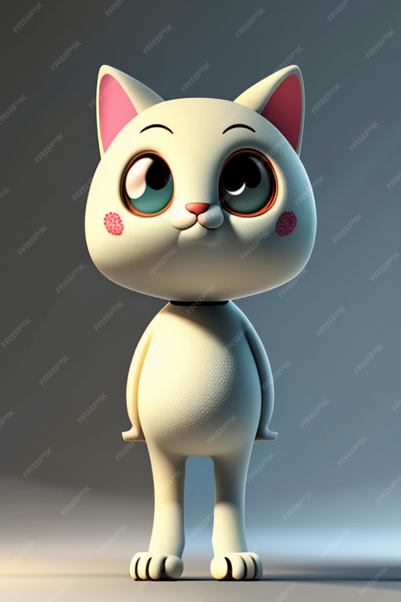 Desenho animado estilo anime kawaii gato fofo modelo de personagem  renderização 3d design de produto jogo brinquedo ornamento