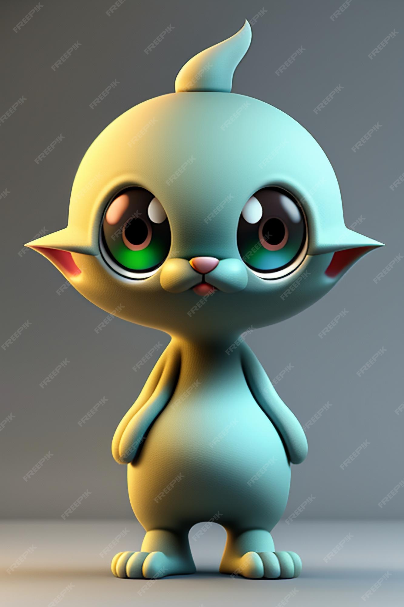 Desenho animado estilo anime kawaii gato fofo modelo de personagem  renderização 3d design de produto jogo brinquedo ornamento