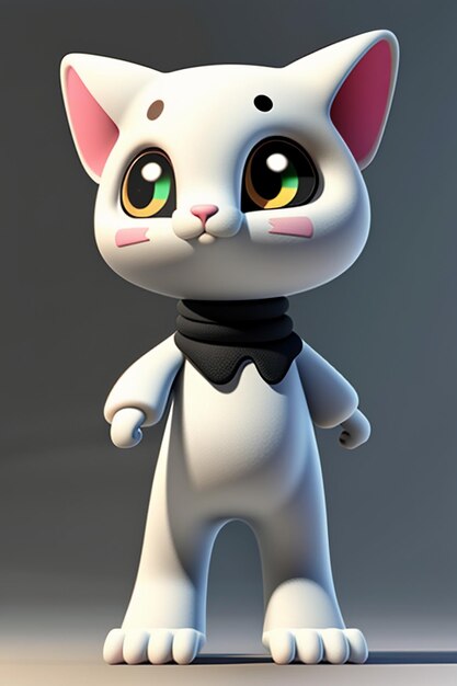 Desenho animado estilo anime kawaii gato fofo modelo de personagem  renderização 3d design de produto jogo brinquedo ornamento