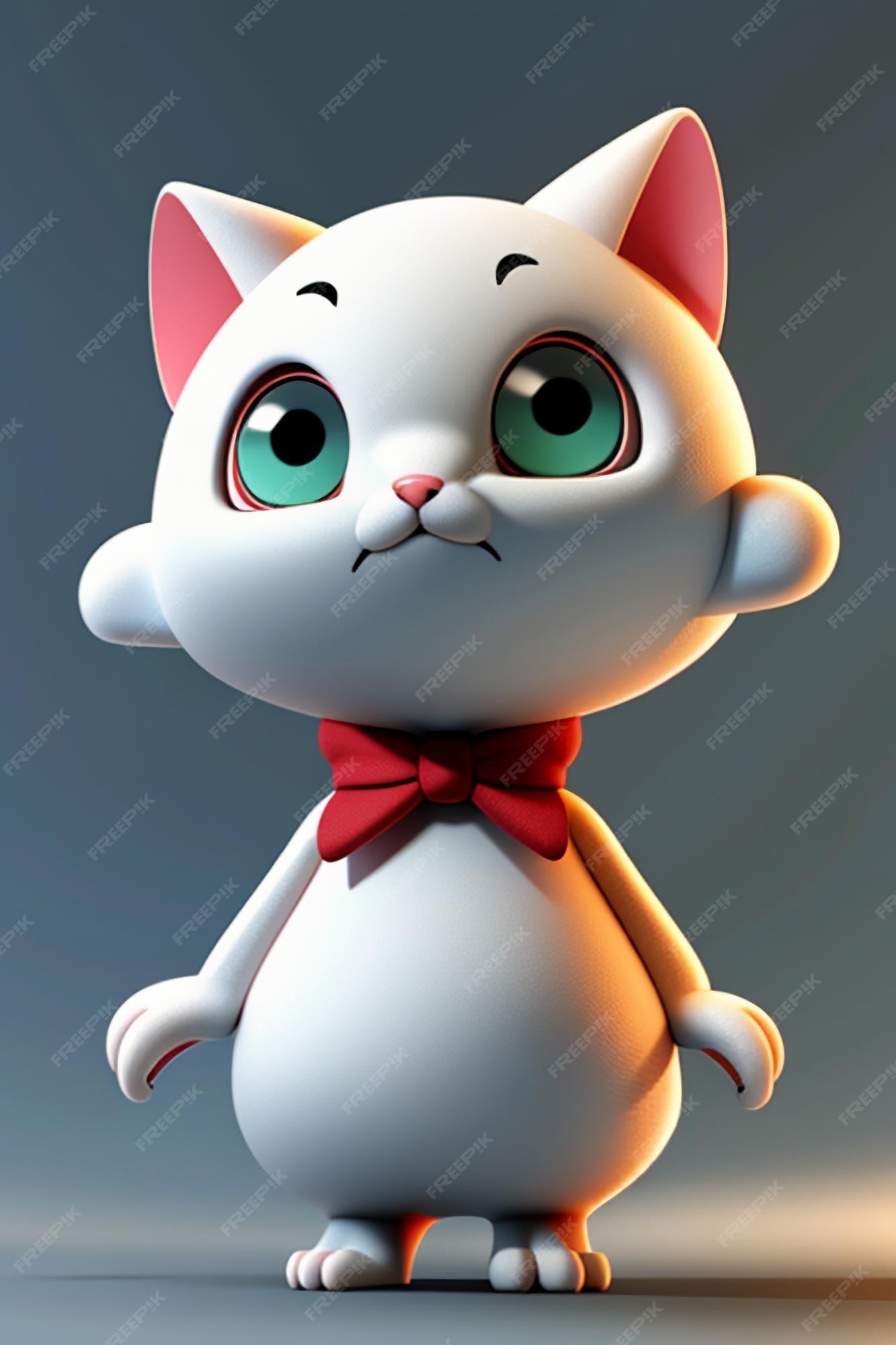 Desenho animado estilo anime kawaii gato fofo modelo de personagem  renderização 3d design de produto jogo brinquedo ornamento