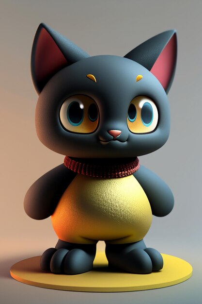 Desenho animado estilo anime kawaii gato fofo modelo de personagem  renderização 3d design de produto jogo brinquedo ornamento