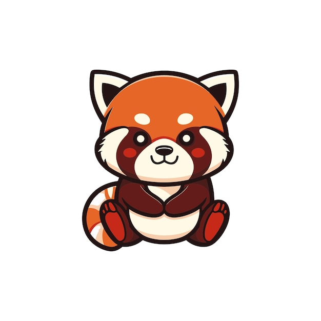 desenho animado fofo do logotipo do Panda Vermelho