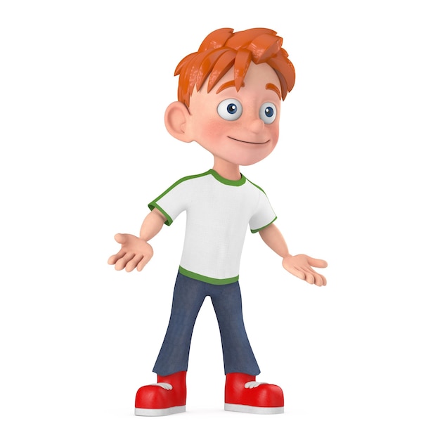 Desenho animado garotinho adolescente personagem mascote renderização em 3d