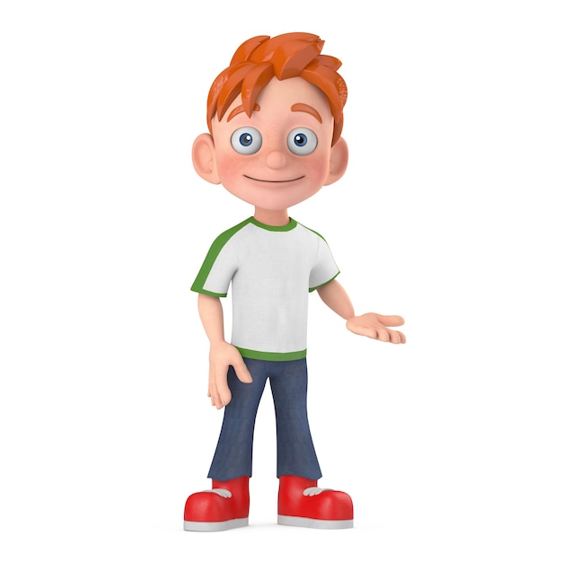 Desenho animado garotinho adolescente personagem mascote renderização em 3d