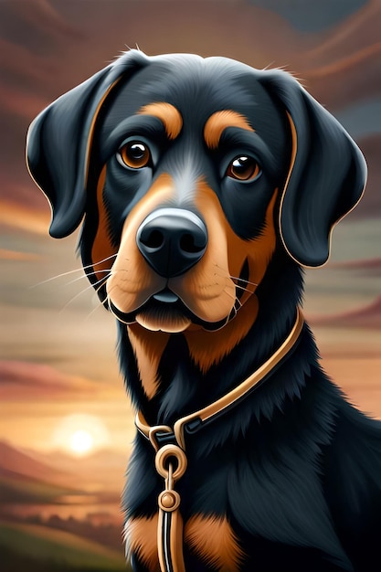 Desenho animado ilustrado de rottweiler usando óculos de sol