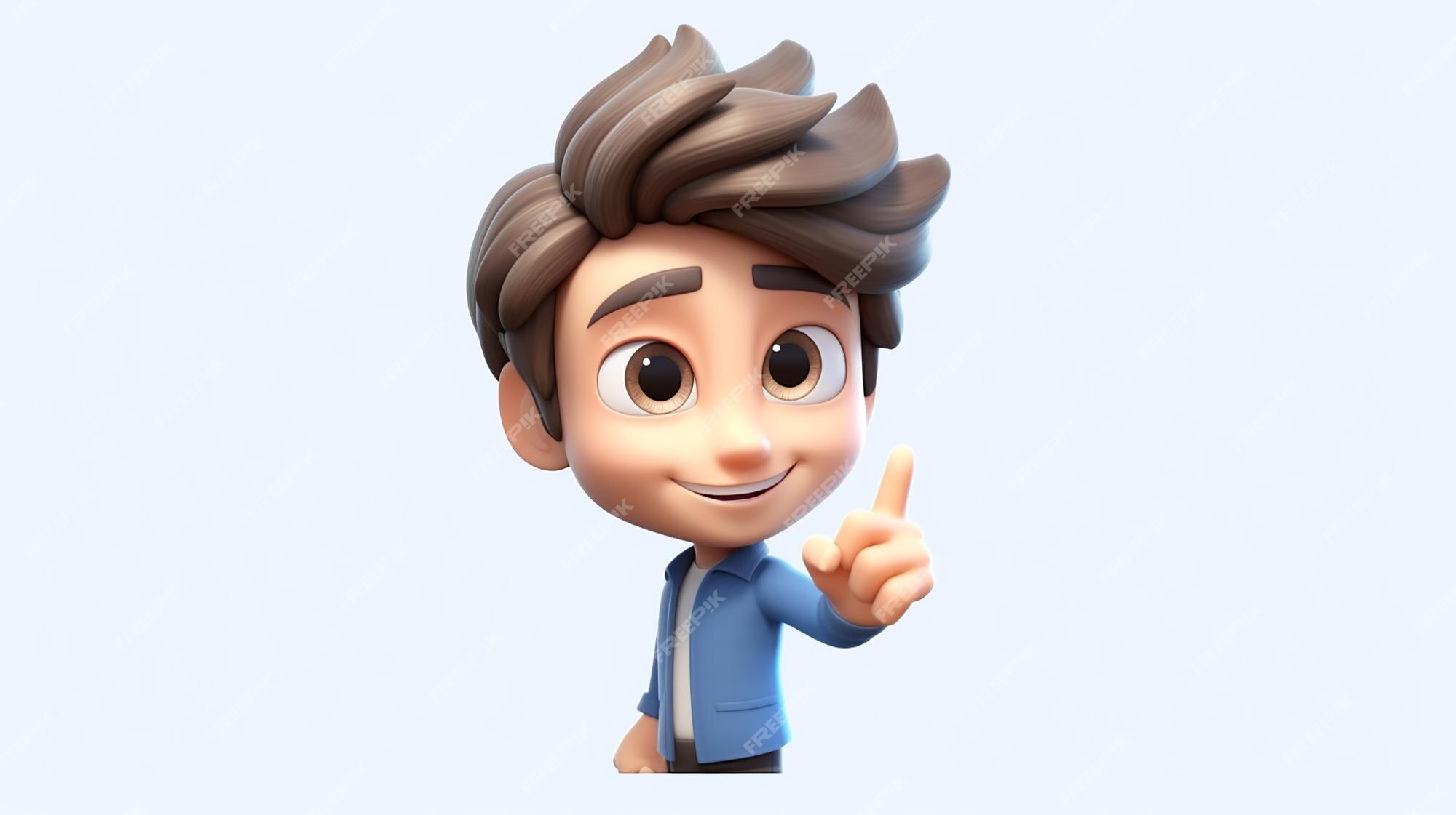 Ícone 3d Pessoas Kawaii Desenho De Um Homem Sorridente Balançando a Mão.  Retrato Brilhante De Um Fundo Isolado De Personagem Adole Foto de Stock -  Ilustração de macho, positivo: 274178632