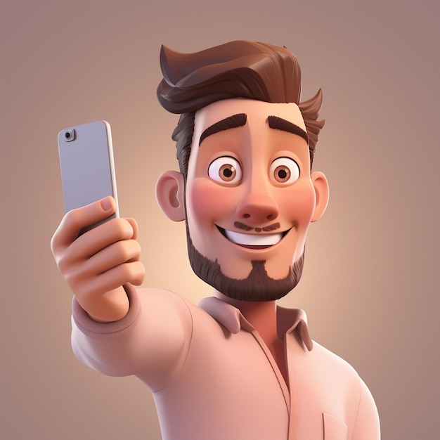 Desenho animado Shuman selfie 3d