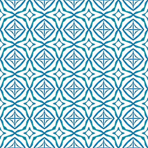 Desenho arabesco desenhado à mão Boho azul requintado