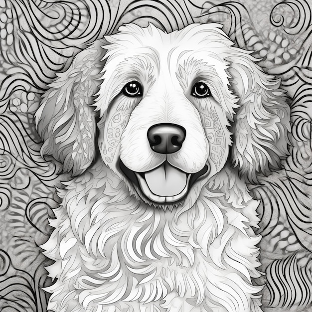 desenho arrafado de um cão com um grande sorriso no rosto generativo ai