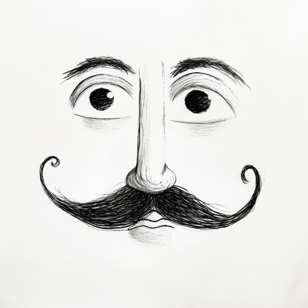 desenho arrafado de um homem com um bigode e um bigode generativo ai