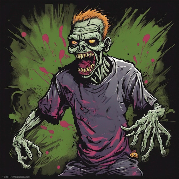 Foto desenho assustador de camiseta de zumbi