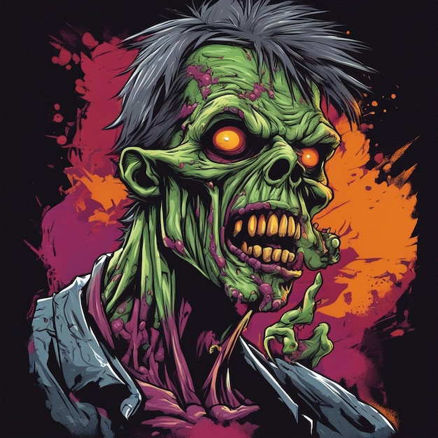 Desenho assustador de camiseta de zumbi