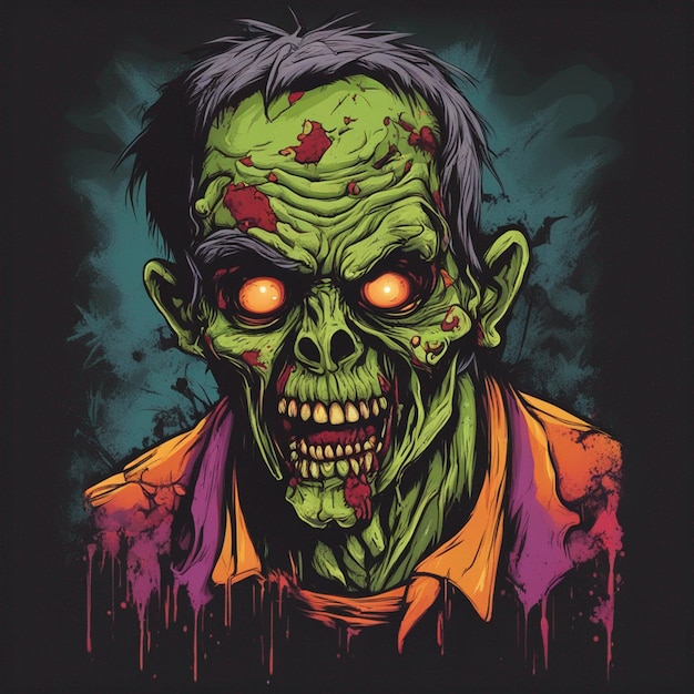 Desenho assustador de camiseta de zumbi