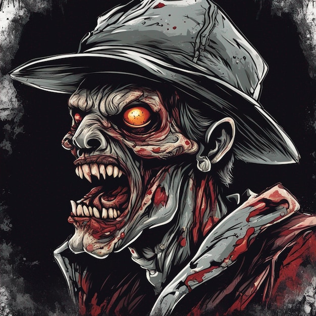 Desenho assustador de camiseta de zumbi