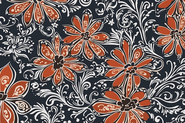 desenho batik padrão de flor floral textura de fundo vetorial