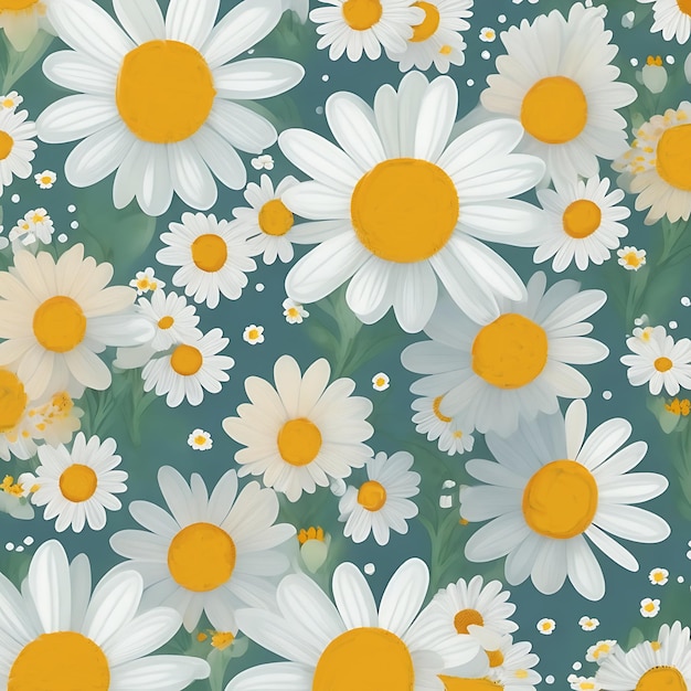 Foto desenho bonito de padrão sem costura com camomilas ou flores de margarida geradas por ai