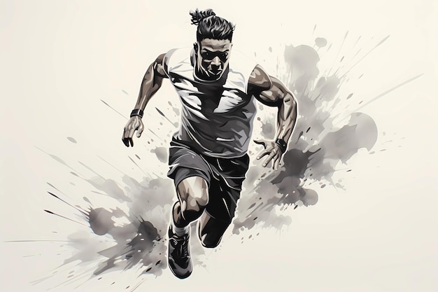desenho brilhante de um atleta corredor em uma maratona tipo de esporte ai gerado
