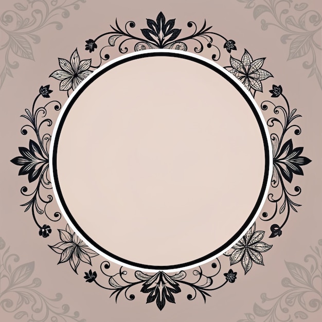 Desenho circular floral com fundo bege e pêssego para convites ou artigos de escritório