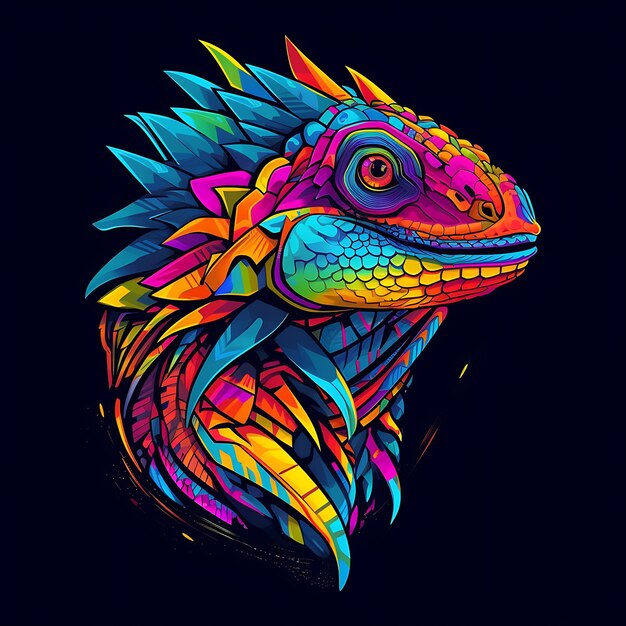 desenho colorido de cabeça de iguana