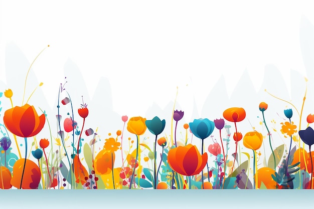 Desenho colorido de fundo de primavera com espaço de cópia